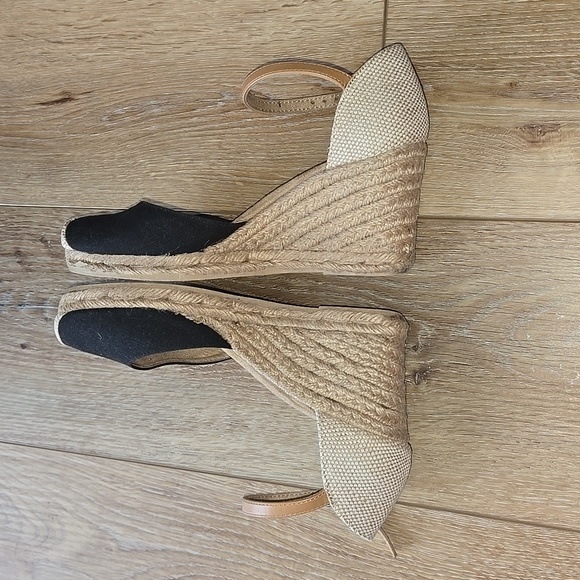 Black and Tan Espadrille Wedge Sandals 6.5 Women Sandals - Picture 9 of 15